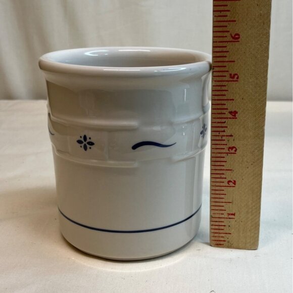 Longaberger Pottery Classic Blue Woven Traditions Utensil Holder 5 1/2” - Picture 6 of 6